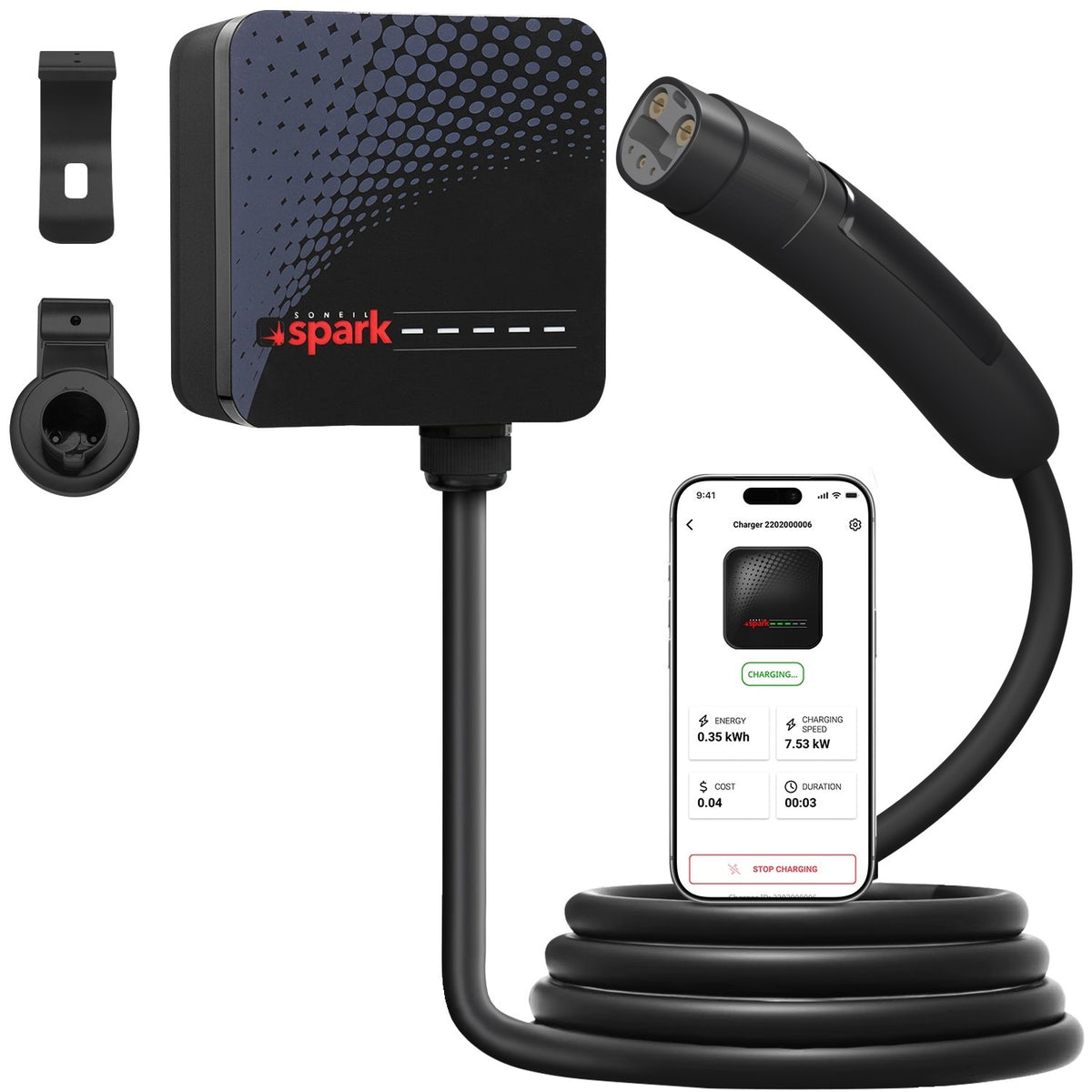 Chargeur pour véhicules électriques Spark AC 48A (câblé)
